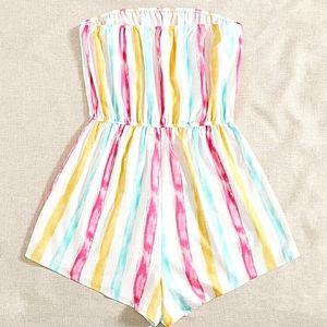 Shein 2X strapless candystripe romper